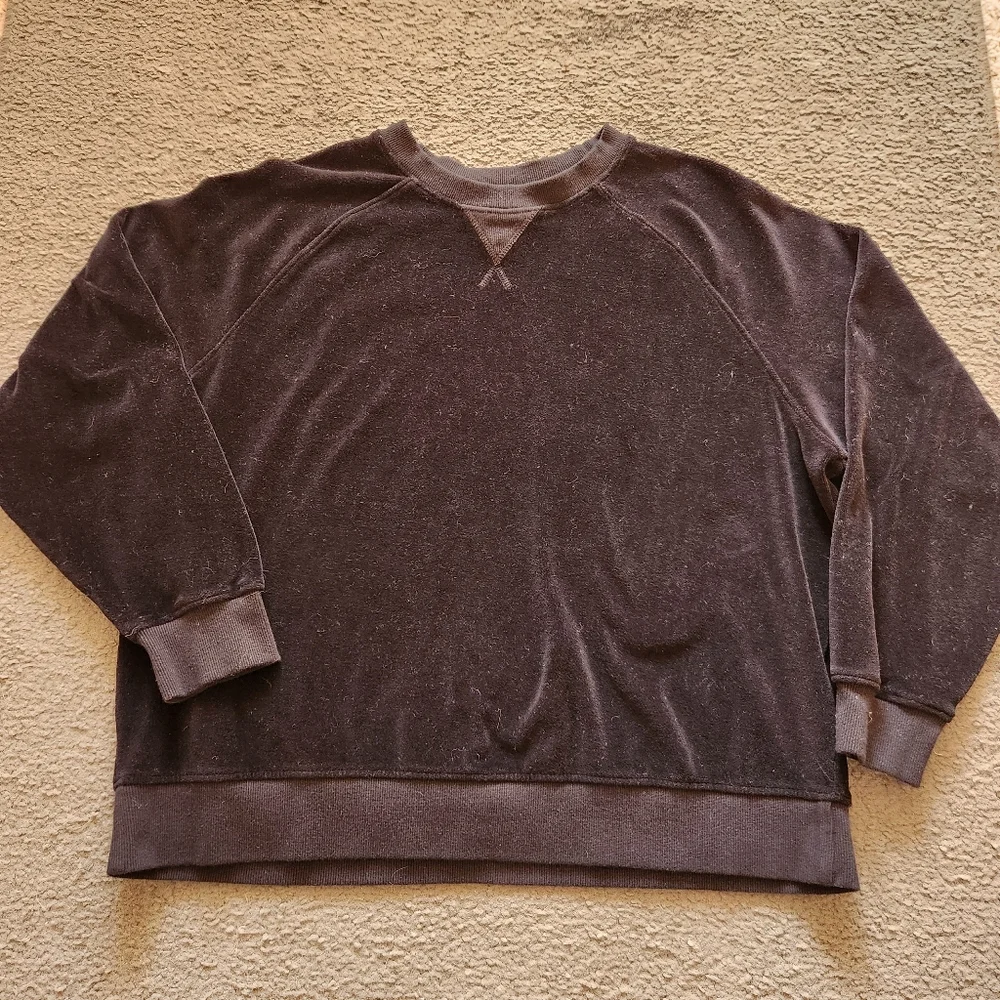 PACT Women's Velour Top Extra Large Black Organic Cotton Soft Cozy Sweatshirt - Picture 2 of 10